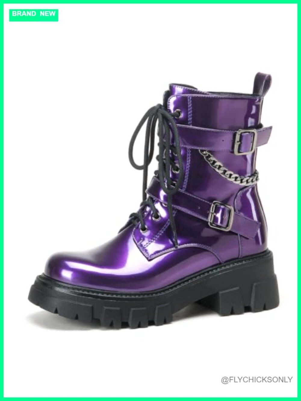 Women's Goth Combat Boots Chunky Platform Lace Up Zip Ankle Boots
